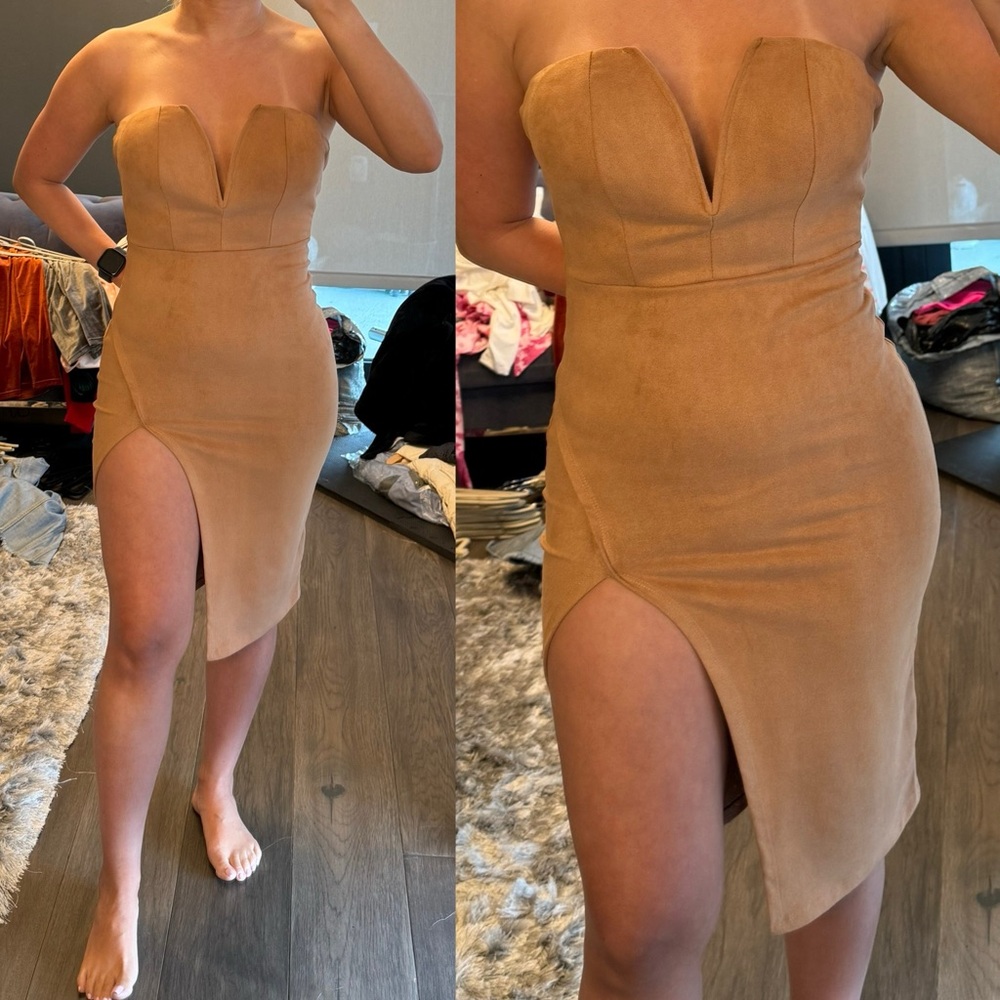 JLUXLABEL Tan Suede Dress
